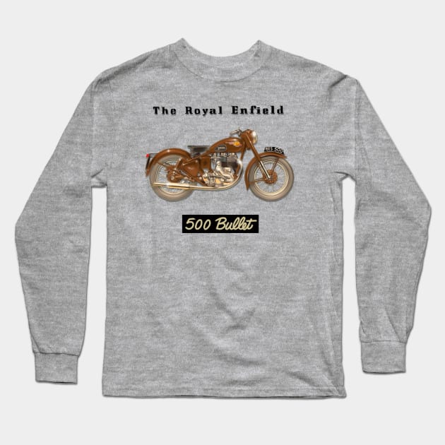 Gorgeous Vintage Royal Enfield 500 Bullet by MotorManiac Long Sleeve T-Shirt by MotorManiac